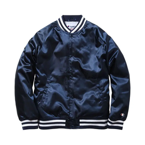 Venta al por mayor Premium satén seda chaquetas azul oscuro personalizado nuevo diseño soporte a prueba de viento cremallera para hombres mujeres Lona de alta calidad para - Product Image 6