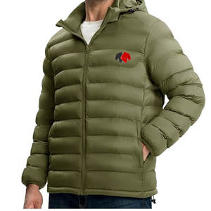 Chaqueta acolchada de invierno personalizada para hombre con cuello levantado, tela tejida de estilo informal, teñido liso y diseño de logotipo personalizado - Product Image 1