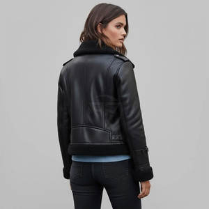 Luxury Inspired Winter Shearling Leather <b>Jacket</b> with Knitted Breathable Design Eco-Friendly and Warm Feel - Product Image 6