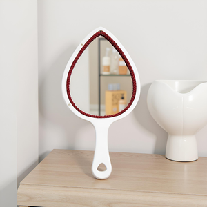 Miroir à main en bois en forme de larme avec cadre et design en corde, miroir de courtoisie en bois adorable et durable pour le maquillage - Product Image 6