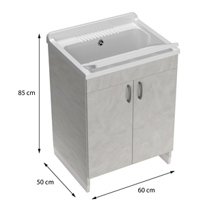 Mobile bagno Mongardi 60L in PVC effetto legno con vasca in resina, installazione LED e fori per rubinetteria, resistente agli acidi, per interni - Product Image 3