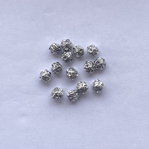 8mm 925 plata esterlina tallada flor gruesa grande cuentas hechas a mano bolas de micras de oro anillos de salto de cuentas DIY espaciador fabricación de joyas Bali - Product Image 2