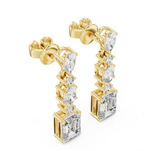 Boucles d'oreilles en or jaune 14 carats avec diamants de laboratoire taille émeraude, cadeau de luxe pour mariage ou anniversaire pour femme, 2,87 carats, certifiées IGI - Product Image 5