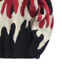 Red Black White Flame Pattern Winter Knitted Sweater Warm Soft Casual Streetwear Pullover For <b>Men</b> Women Fashion Cozy Wear - Product Image 6