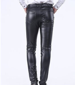 Pantalon en cuir noir en peau de mouton véritable Pantalon en cuir véritable pour homme Coupe ajustée Coupe skinny Pantalon en cuir personnalisé pour homme avec OEM - Product Image 4