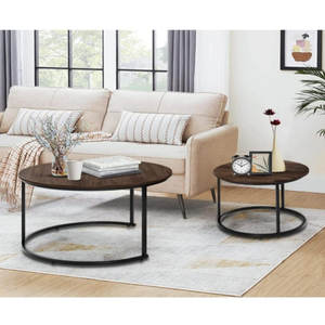 Black Gold Metal Modern White Marble Wood Top Nordic <strong>Nest</strong> <strong>Table</strong> Living Room Set of 2 Coffee <strong>Tables</strong> Made of Steel - Product Image 4