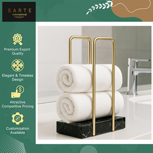 Accesorios de Baño Modernos de Lujo, Diseño Duradero de Primera Calidad, Doble Capa, Ecológicos, Toallero de Metal Dorado con Repisa - Product Image 2
