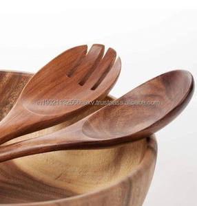 Ensemble de cuillères à salade en bois poli personnalisé de haute qualité couverts en bois élégants pour le service de fête fabriqués à la main par le fabricant - Product Image 1