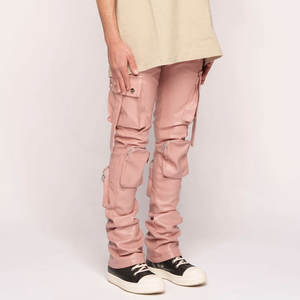 Color sólido Traje de moda Hombres Pantalones de cuero Bolsillos lisos sólidos Hombres Pantalones de cuero - Product Image 2