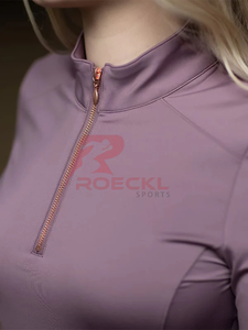 Athletic <b>equestrian</b> women riding shirt stylish breathable lightweight moisture wicking stretch fabric durable comfortable tops - Product Image 3