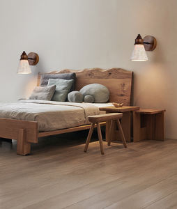 OEM Wabi-Sabi Applique en pierre <span class=keywords><strong>de</strong></span> travertin en bois clair américain rétro naturel jaune Travertin Applique murale à LED <span class=keywords><strong>de</strong></span> chevet chez l'habitant Déco - Product Image 3