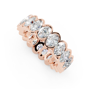 Bague d'éternité en diamant cultivé en laboratoire ovale en or rose exquis Alliance de luxe de style tendance pour les femmes - Product Image 6