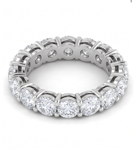 Bague d'éternité en diamant, coupe princesse, bijoux fins classiques, bague de fiançailles - Product Image 3