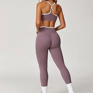 Conjunto de Yoga para Mujer Talla Grande, Sin Costuras, con Logotipo Frontal, Tela Elástica, Ropa Deportiva para Gimnasio, Fitness, Yoga y Estilo de Vida Activo - Product Image 3