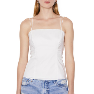 Canotta Sportiva Traspirante in Maglia con Strappi e Cut-out, Decorazioni a Piume, Taglia Unica, Colore Bianco - Product Image 1