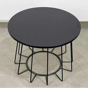 Minimalist Style Round <b>Coffee</b> <b>Table</b> 60x60x45cm Durable Oak Top and Iron Frame Sintered Stone TT68090 for Living Room Furniture - Product Image 6