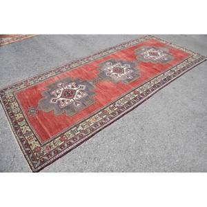 Classique Rouge Gris Laine Tapis Vintage Style Turc 4.9 X 11.2ft Grande Surface Patchwork Boho Rectangulaire H Allée Seagrass Latex - Product Image 3