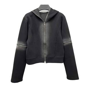 Custom Oversized <b>Zip</b>-Up Fleece Regular Fit Winter Plain Dyed Streetwear Pullover Distressed <b>Pocket</b> <b>Hoodies</b> for Men - Product Image 6