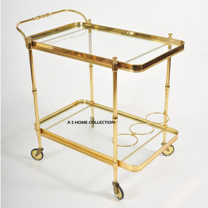 รถเข็นกลิ้งโลหะสีทองเกรดสูงรถเข็นบาร์เสิร์ฟแบบทำด้วยมือ - Product Image 2