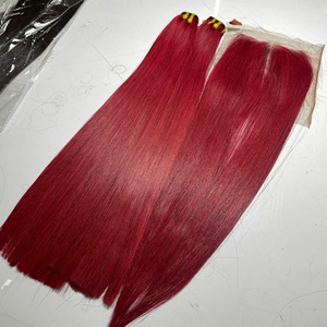 Cabello Vietnamita, Cabello Humano Natural, Liso, Color Rojo, Encaje Frontal Transparente, Precio Directo de Fábrica, Precio al por Mayor - Product Image 4