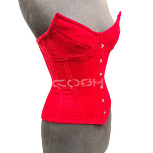 Corsé Gótico Sexy de Terciopelo Rojo con Varillas de Acero para Entrenamiento de Cintura, Ideal para Fiestas, Halloween, Cosplay - Product Image 3