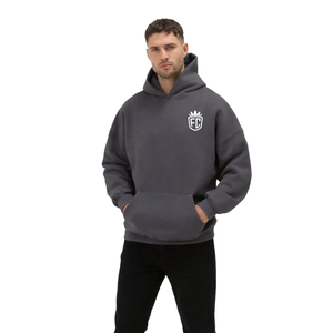 Sudadera con Capucha Extra Grande para Hombre, Color Carbón, 50% Algodón, 50% Poliéster, Hombros Caídos, Estilo Urbano, Corte Holgado, Sudadera de Invierno - Product Image 1