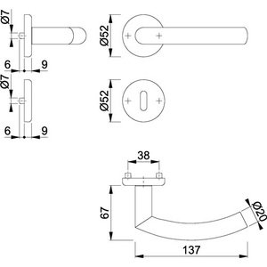 ชุดโรเซ็ตเต้เตาผิงสแตนเลส Narvik E1430ZP/17KV/17KVS รุ่น F69 ทรงกลม OB DIN ซ้าย/ขวา D/D HOPPE - Product Image 3