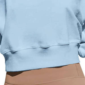 Sudadera Corta de Cuello Redondo para Mujer, 100% Algodón Grueso, Felpa, Bordado Frontal, Letras Impresas Personalizadas, Ropa de Calle de Invierno, Estilo Lujoso - Product Image 2