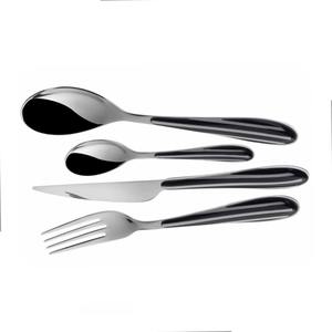 Juego de 4 cubiertos de acero inoxidable, acabado en tono de 2 colores, Ideal para utensilios de cocina, mesa, regalo, uso doméstico, cubiertos con mango negro - Product Image 1