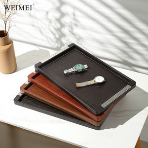 WEIMEI Classical Custom logo Pu Leather Black Brown Red <b>Jewelry</b> <b>Tray</b> Watch Display <b>Trays</b> for Ring Earring Necklace - Product Image 1