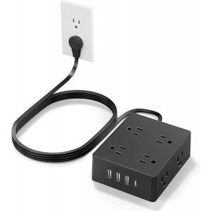 8 outlet bảo vệ tăng phẳng Wall-Mount Power Strip với 4 cổng USB 5ft dây ETL chứng nhận - Product Image 1