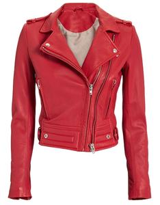 Veste en cuir pour femme, veste en cuir à manches longues unie pour femme, logo de conception OEM, vente en gros de vestes en cuir pour femmes 2026 - Product Image 3