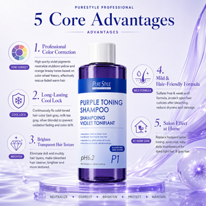 Purestyle Champú Morado Antiamarillo Personalizado al por Mayor, Champú Depurativo <span class=keywords><strong>para</strong></span> Cabello Rubio, Decolorado y Gris - Marca Privada - Product Image 3