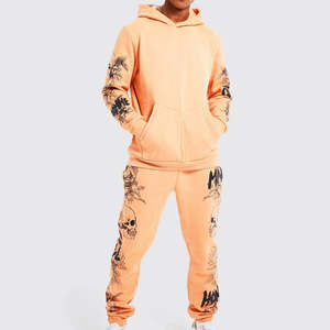 Ensemble survêtement d'hiver unisexe personnalisé en polyester/coton, veste zippée, jogging, ensemble de survêtement, logo brodé, vêtements de sport décontractés, coupe-vent - Product Image 1