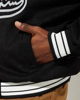 Veste universitaire en molleton noir et blanc pour hommes Baseball Bomber Varsity Jacket Letterman College Warm Jacket For Winter