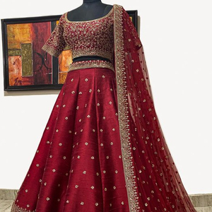 ชุดเจ้าสาว KOTI & LEHENGA DRESS บนผ้าไหมดิบ,ประดับด้วยลูกปัดแก้วคริสตัลหิน & DABKA Work For Wedding @ 2022 - Product Image 1