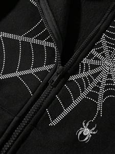 Sweat à capuche unisexe de haute qualité 100% coton mélangé, design personnalisé en strass numérique coloré, poids lourd, prêt pour l'hiver - Product Image 6