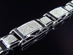 Bracelet élégant à maillons rectangulaires en or blanc 10 carats, diamant cultivé en laboratoire, bijoux de luxe personnalisés pour hommes - Product Image 4