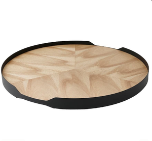 Venta caliente nuevo diseño de madera Lazy Susan plato redondo con soporte de utensilios de cocina soporte para pasteles al por mayor hecho a mano de La India - Product Image 3