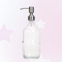 Bouteilles en verre Boston rondes transparentes de 8 oz avec pompes à lotion en laiton et acier inoxydable pour les soins des mains et les distributeurs de savon