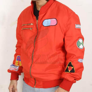 Blouson aviateur en satin pour hommes avec patchs élégants brodés Blouson aviateur en satin tendance avec écussons personnalisés - Product Image 5