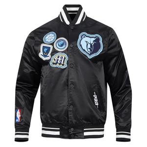 Chaqueta universitaria de satén OEM 2025 para hombre chaqueta con letras de béisbol brillante con bordado personalizado - Product Image 1