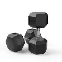 Haltères hexagonaux en fonte chromée avec poignée en caoutchouc Fitvids pour exercices et fitness, paire de 40 lb, noir