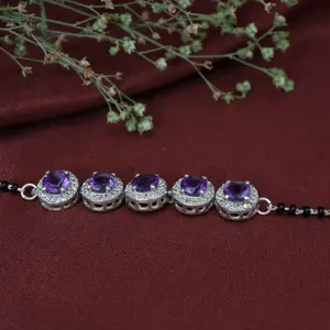 Women's Amethyst <b>Bead</b> <b>Bracelet</b> Elegant <b>Sterling</b> <b>Silver</b> Crystal Jewelry Elegant Bangles & <b>Bracelets</b> - Product Image 3