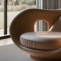 Disen Furniture Outdoor Ästhetischer Einzelsessel „First Class Cabin Log“ mit Walnussholzrahmen – Französischer Relax-Liegestuhl
