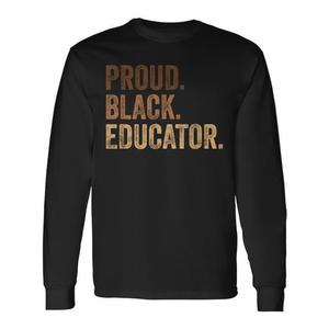 T-shirt a maniche lunghe African Pride Black History, T-shirt promozionale per educatori neri orgogliosi - Product Image 1
