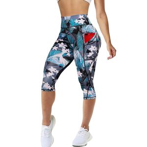 Leggings Capri da donna pantaloni da Yoga da palestra a vita alta con tasche in Spandex/Nylon collant da allenamento per Fitness Running-fornitura ODM - Product Image 6