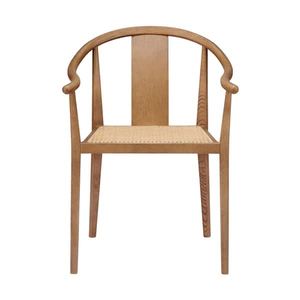 Chaise de salle à manger moderne en bois massif avec rotin et teck pour la maison, le bureau et l'extérieur - Product Image 2