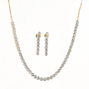 Delicado conjunto de collar solitario de diamantes americanos 423713 mayoristas de joyería de moda en India - Product Image 1