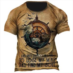 Vintage Men's T-shirt Summer <b>American</b> Shirt Tops Custom Printed Short-sleeve Tees Loose Daily Men <b>Clothing</b> Casual Streetwear - Product Image 1